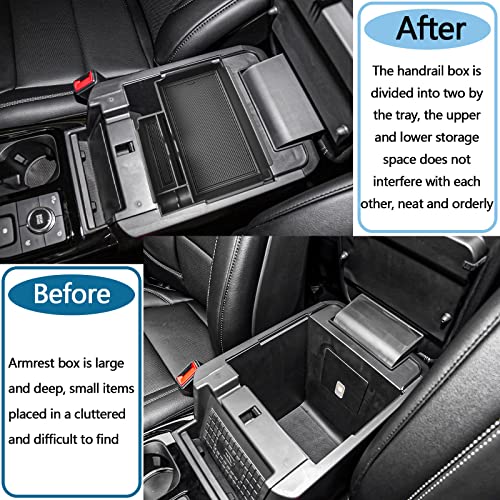 EDBETOS Center Console Organizer Tray Compatible with Ford Explorer Accessories 2020 2021 2022 2023 2024 2025 2026 Interior Secondary Armrest Storage Glove Box Divider Insert ABS Material, Black Trim
