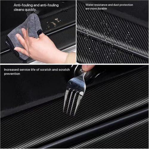 Inner Door Sill Protectors for Toyota RAV4 2020-2024, 4-Piece Set Anti-Scratch Scuff Plates, Matte Carbon Fiber Texture, Full-Coverage Crown Adhesive No Edge Lifting, Paint-Safe Removable Entry Guards - size: 2020-2024Door Interior Sill Protector