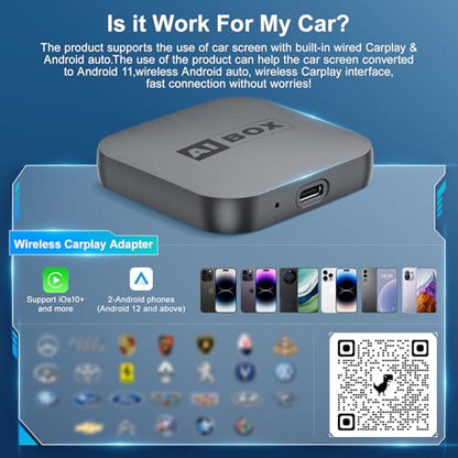 Wireless CarPlay Adapter, Car Adapter with Netflix Fast Car Video Plug & Play, Easy Setup, Supports Netflix/YouTube/TF Card Streaming Equalizers and More for OEM Wired CarPlay/Android Auto Cars
