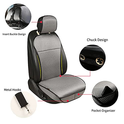 Auto Newer Luxury Breathable Car Seat Cover Fit Four Seasons, Universal Front of Car Seat Cushions, Bottom Seat Covers of Full Wrapped Edge,Universal Fit for 95% Cars,SUV,Pickup,Van(Grey，2PCS) - color: Grey-2PCS
