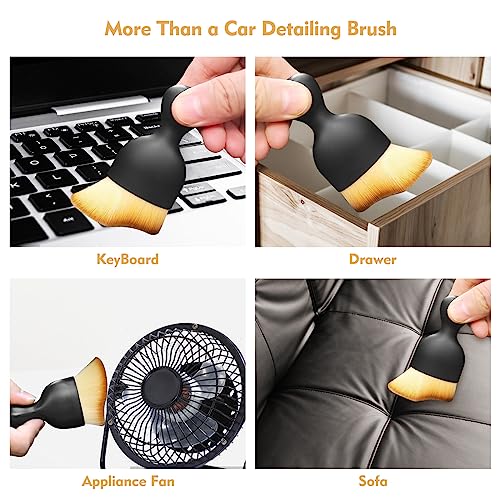 Car Interior Cleaning Brush Car Duster Interior with Ultra Soft Bristles Auto Detailing Brushes Dusting Car Accessories for Dashboard, AC Vents, Leather, Scratch-Free (2Pack) - size: 2Pack