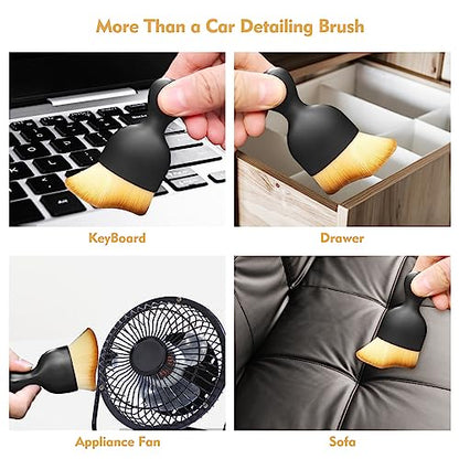 Car Interior Cleaning Brush Car Duster Interior with Ultra Soft Bristles Auto Detailing Brushes Dusting Car Accessories for Dashboard, AC Vents, Leather, Scratch-Free (2Pack) - size: 2Pack