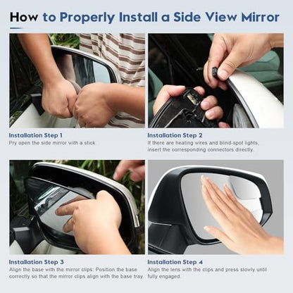 Blind Spot Mirrors for 2013-2025 RAV4, 2014-2024 4runner, 2016-2025 Tacoma, Power Heated Mirrors for Anti-Fog with Passenger Side Mirror Replacement, Durable Backing Plate OE# 8793142E50 879310R280 - size: 13-25 RAV4, 14-24 4runner
