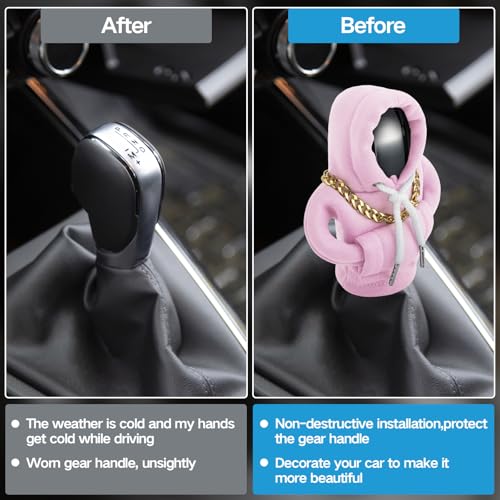 Funny Gear Shift Hoodie Cover, Car Shifter Knob Sweatshirt, Universal Stick Shift Cover for Car Gear Handle - color: Pink