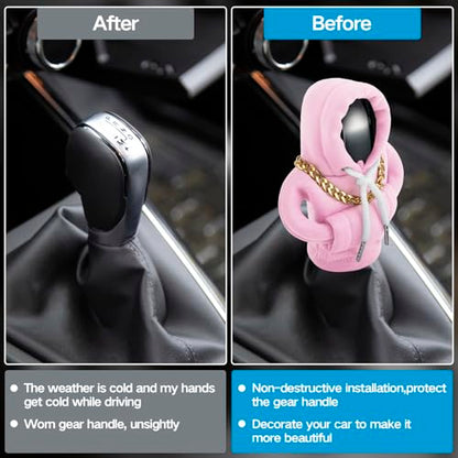 Funny Gear Shift Hoodie Cover, Car Shifter Knob Sweatshirt, Universal Stick Shift Cover for Car Gear Handle - color: Pink