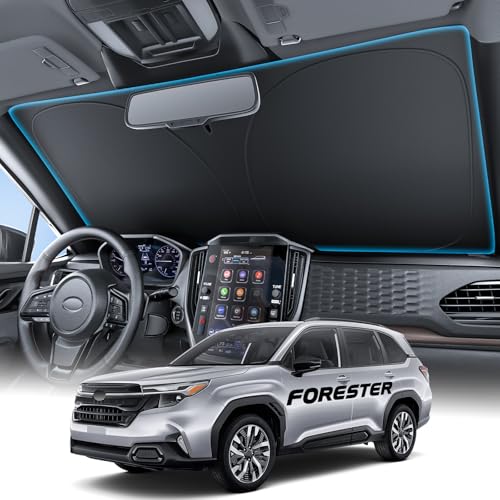 Wigoo for Subaru Forester Windshield Sunshade [OEM Design, 100% Sun Blockage] Foldable Heat Insulation Sun Shade with Storage Bag, for Subaru Forester (2019-2026), Silver Coating - size: for Subaru Forester (2019-2026)
