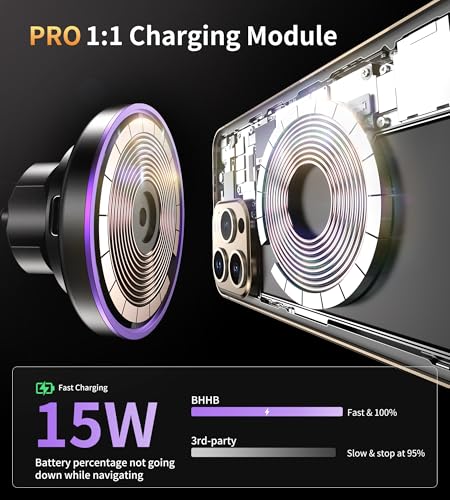 BHHB for Magsafe Car Mount Charger, [2026 Upgrade] 15W 2in1 Magnetic Wireless Car Charger, for Magsafe Car Charger, Vent/Dashboard Phone Holder, ONLY for iPhone 17 16 15 14 13 12 Series(Purple) - color: Purple