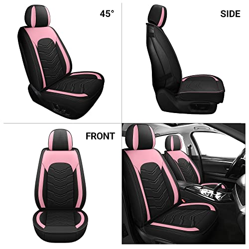 AOOG Leather Car Seat Covers Universal fit Most Sedans SUV Trucks (Front seat, Pink) - color: PINK&BLACK, size: FRONT PAIR