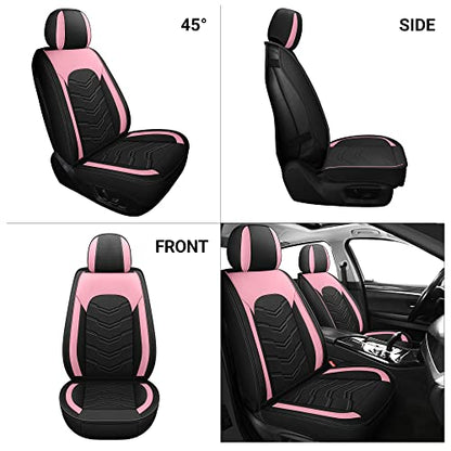 AOOG Leather Car Seat Covers Universal fit Most Sedans SUV Trucks (Front seat, Pink) - color: PINK&BLACK, size: FRONT PAIR