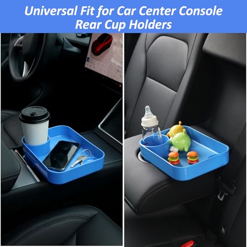 Car Seat Snack Tray for Kids, Mess-Free Square Travel Tray Cup Holder Snack Tray, Durable Car Food Tray for Toddlers, Universal Fit Kids Travel Road Trip Essentials (blue) - color: blue
