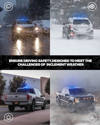 Xprite 108 LED Roof Top Strobe Light, US Flag Pattern Police Flashing Lights, Emergency Safety Warning LED Mini Strobe Lightbar w/Magnetic Base for Traffic Police Firefighter EMS Vehicle Truck, Blue - color: Blue