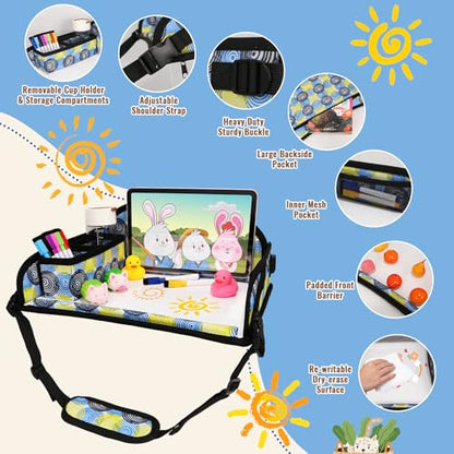 Kids Travel Tray for Airplane - Toddler Car Seat Table Tray, Road Trip Essentials for Boys & Girls, Carseat Lap Desk for Kids Road Trip Activities, Magic Circle - color: Magic Circle