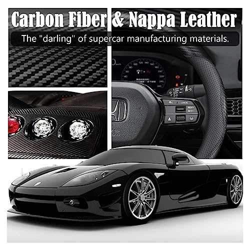 Black Car Steering Wheel Cover Compatible with Honda, Nappa Premium Leather Carbon Fiber Texture Automotive Steering Wheel Cover Fits Honda Accord, Civic, CRV, Fit, Odyssey, Pilot - size: Standard (For 14.5-15 Inch Steering Wheel)