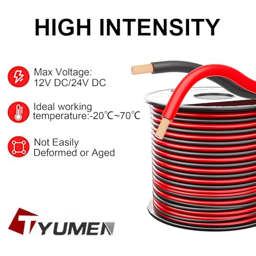 TYUMEN 16 Gauge Wire 100FT, 16/2 AWG Red Black Hookup Electrical Wire LED Strips Extension Cord 12V/24V DC Cable, 16AWG 2 Conductors Flexible Wire for in-Home, Autos, Schools use - size: 100 Feet, style: 16/2 Gauge