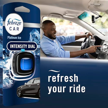 Febreze Car Air Freshener Vent Clip Platinum Ice Scent, .07 oz. Car Vent Clip, 2 Count