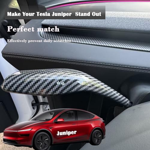 YHCDSEA Steering Lever Cover for Tesla Model Y Juniper, Gear Shift Cover Accessory - Decorative Cover (My Juniper-Glossy Carbon Fiber Pattern) - style: MY Juniper-Glossy Carbon Fiber Pattern