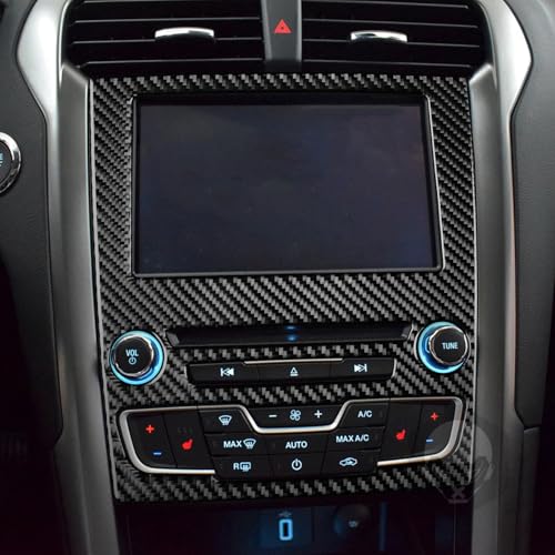 Real Bright Soft Carbon Fiber Car Dash Central Navigation Screen Control Panel Sticker Compatible with Ford Mondeo/Fusion 2013 2014 2015 2016 2017 2018 2019 Auto Interior Accessories Black - color: Black-gps Screen Panel