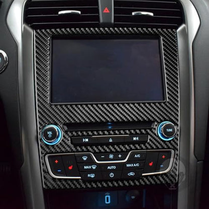 Real Bright Soft Carbon Fiber Car Dash Central Navigation Screen Control Panel Sticker Compatible with Ford Mondeo/Fusion 2013 2014 2015 2016 2017 2018 2019 Auto Interior Accessories Black - color: Black-gps Screen Panel