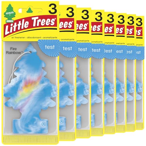 LITTLE TREES Car Air Freshener | Hanging Tree Provides Long Lasting Scent for Auto and Home | 24 Air Fresheners |Fire Rainbow - color: Fire Rainbow