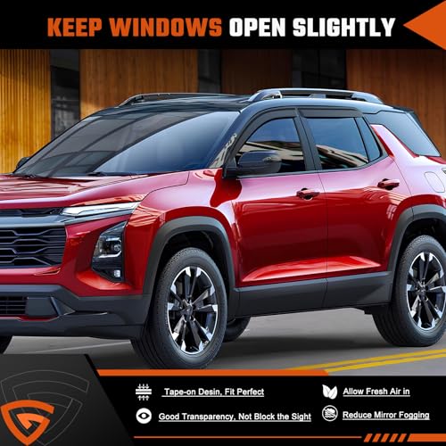 Tape-On Rain Guards Compatible with Chevy Equinox 2025 2026 Window Deflector Out Channel Extra Durable Side Sun Guard 2025 Equinox Visor Deflectors Black 4 PCS - size: Fit for Chevy Equinox 2025-2026