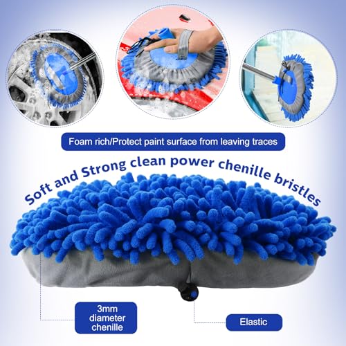 Layhit 5 Pcs Car Wash Mitt Set, Brush Not Included, Microfiber Mitt Cleaning Car Truck Washing Tools Kit RV Pickup Chenille Scratch Replacement (Royal Blue) - color: Royal Blue