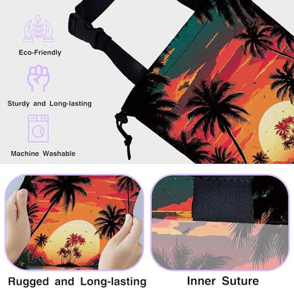 Car Trash Bag Hanging Palm Trees Sunrise Beach Landscape Car Trash Can for Back Seat Waterproof Car Garbage Can with Adjustable Straps and Drawstring for Car Accessories Vehicle Travelling Camping - color: Palm Trees Sunrise Beach Landscape