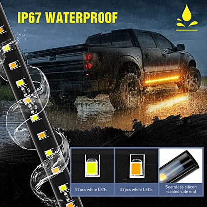 Nilight 48inch Truck LED Running Board Lights 2 PCS Side Maker Light with White Courtesy & Sequential Amber Turn Signal Lighting Strips Kit for Trucks Pickup SUV - color: 48" Running Board Lights White/Amber