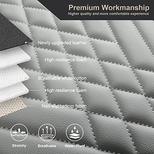 GIANT PANDA Premium PU Leather Rear Car Seat Cover Protector, Luxury Adjustable Anti-Slip Bottom Bench Seat Cover (49~59''),Fits 90% of Vehicles, Back Seat Cover, Grey - color: Rear Seat Gray, size: 1 Piece Standard Size
