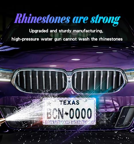 Purple Bling License Plate Frames 2 Pack Rhinestone Bling License Plate Sparkle Front License Plate Holder Cover Custom Glitter License Plate Frame Bling Car Accessories for Women - color: CPJ-03-Light Purple