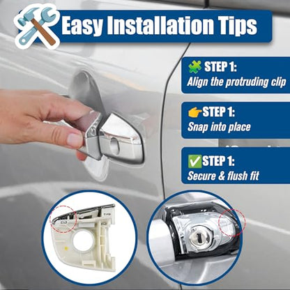 Door Handle Cap for Audi Q5 and A4L 2013 2014 2015 2016, Front Left Chrome Exterior Door Handle Key Hole Cover Lock Cap Replaces 8R0837899 (Platinum)