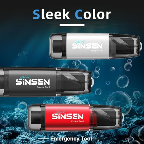 SINSEN Car Window Breaker Seat Belt Cutter, Emergency Safety Life Hammer Tool to Break Glass, Portable Escape Kit, 2 Pack(Black+White) - color: Black & White