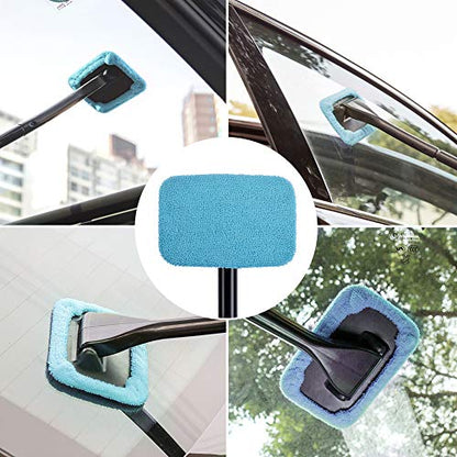 Car Care Microfiber Cloths for Windshield Cleaning Tool, Windshield Cleanner Wand Replaceable Glass Cleaning Bonnets, Interior Auto Window Cleaner Washing Pads, Fit 5”, Blue, 5 Pack - color: Microfiber(blue)