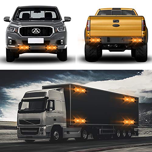 Teguangmei 12-24V 20-LED Super Bright Emergency Strobe Warning Caution Hazard Construction Waterproof Flashing Strobe LED Light Bar Surface Mount for Car Truck SUV Van (Amber) - color: Amber