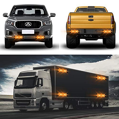 Teguangmei 12-24V 20-LED Super Bright Emergency Strobe Warning Caution Hazard Construction Waterproof Flashing Strobe LED Light Bar Surface Mount for Car Truck SUV Van (Amber) - color: Amber
