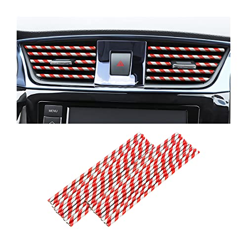 8sanlione 20PCS Car Air Conditioner Decoration Strip, DIY Air Vent Outlet Trim Strip Bendable Car Interior Accessories, Car Molding Strip for Most Air Vent Outlet (Red/Stripe) - color: Red/Stripe