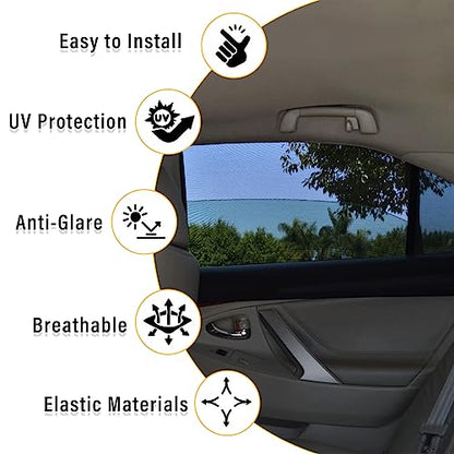 Kewucn 2 Pack Car Window Shades, Sun Rays Blocker & UV Protection for Baby Family Pet, Breathable Mesh Auto Window Covers, Elasticized Universal Window Screens for Most Cars (Car Back 20''×21.3'') - size: Medium Car Back Seat