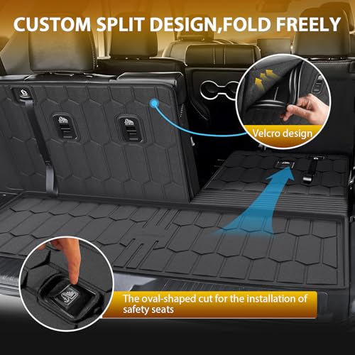 Powerty Floor Mat for Honda Pilot 2023-2025 2026, All Weather TPE Custom Trunk Cargo Mat Liner with Backrest Mat Replacement for Honda Pilot Accessories (Trunk Mat+Backrest Mat+Floor Mat) - size: 4)Honda Pilot｜23-26｜Full Set