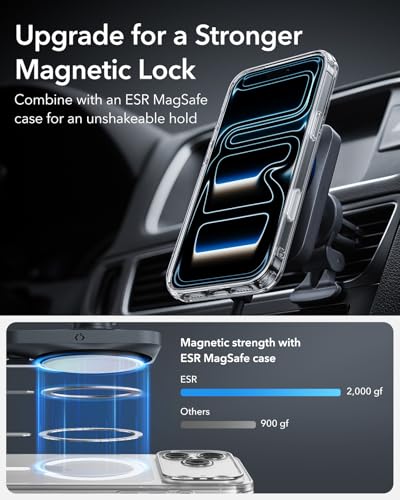 ESR for 15W MagSafe Car Mount Charger with CryoBoost, Made for Apple-Certified, for MagSafe Car Charger,Magnetic Wireless Phone Charging for iPhone 16/15/14/13/12, S25, Fast Charging, Phone-Cooling