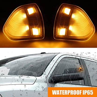 68302828AA 68302829AA Left and Right LED Side Mirror Turn Signal Light Replacement for 2010-2018 Dodge Ram 1500 2500 3500 4500 5500, 2 Pcs (Clear Cover Lens)