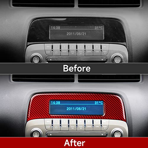 Car Central Console CD Panel Sticker Carbon Fiber Decal Interior Trim for Chevrolet Camaro 2010 2011 2012 2013 2014 2015 Accessories - color: Central Console CD Panel