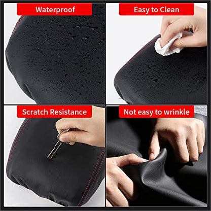 LECART Armrest Cover for Jeep Gladiator Accessories Wrangler JL JLU 2018-2022 Car Center Console Cover Black Leather Red Stitches Auto Interior Anti-Scratch Protector Pad