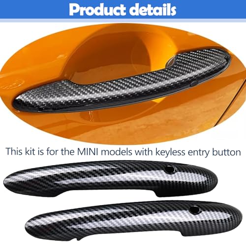 Osompar 4PCS Door Handle Cover Trims Carbon Fiber Compatible with Mini Cooper F55 Hatchback F60 Countryman (with Keyless Entry Buttons) - color: Carbon Fiber