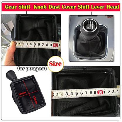 Hacreyatu 5 Speed Gear Shift Knob Anti-dust Cover Black Waterproof Auto Gear Shift Lever Stick Boot Cover，PU+ABS ， for Peugeot 206 406