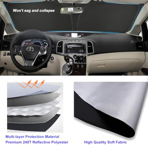 Windshield Sun Shade for Toyota Venza 2009 2010 2011 2012 2013 2014 2015 Front Window Shade Sun Visor Protector Toyota Venza Accessories Foldable Sunshade Reflective Polyester Blocks UV Rays Keep Cool - size: for Venza 2009-2015