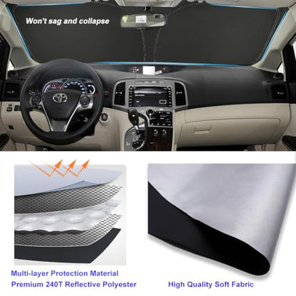 Windshield Sun Shade for Toyota Venza 2009 2010 2011 2012 2013 2014 2015 Front Window Shade Sun Visor Protector Toyota Venza Accessories Foldable Sunshade Reflective Polyester Blocks UV Rays Keep Cool - size: for Venza 2009-2015