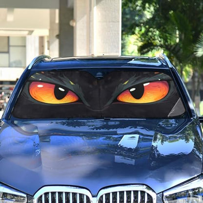 Windshield Sun Shade Red Evil Cat Eyes Front Window Block UV Shades Visor Reflective Retractable for Car SUV Trucks - color: B007