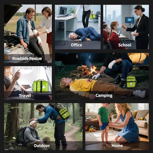 520 Pieces Premium First Aid Kit - Large Emergency Medical Kit for Survival, Car, Home, Travel, Camping, Backpack, Hiking, School (Green) - color: Green