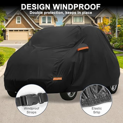 X AUTOHAUX Car Cover for Smart Fortwo 2007-2019 Aluminum Film Outdoor Waterproof Sun Rain Snow Hail Protection with Driver Door Zipper - size: for Smart Fortwo 2007-2019