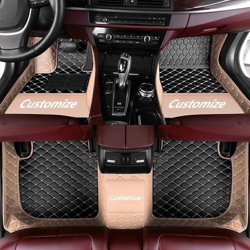 Custom Personalized Floor Mats for Cars，Luxury Full Coverage All Car Floor Mats，Anti-Slip Leather Car Mat Set ，Custom Floor Mats for 99% of Cars, Trucks & SUVs. (Beige and Black) - color: Beige and Black