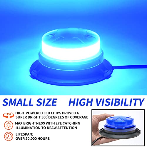 AUXMOTEC Blue Led Emergency Strobe Beacon Lights Bar with Magnetic Mount and 8 Flash Models Warning Safety Flashing Rooftop Signal Lamps for Firefighters Police Vehicles(24-LED 12V-24V) - color: #3 Blue